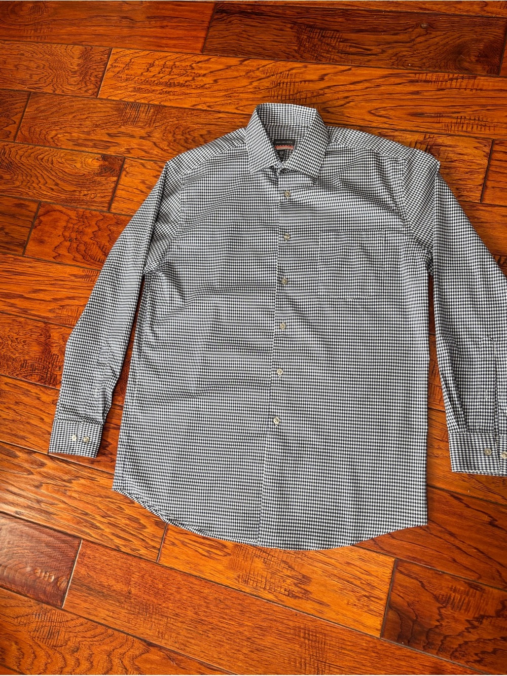 Van Heusen Black and White Micro-Check Button-Down Shirt